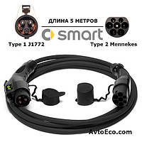 Зарядний кабель Smart Electric Drive Type1 J1772 — Type 2 (32A — 5 метрів)