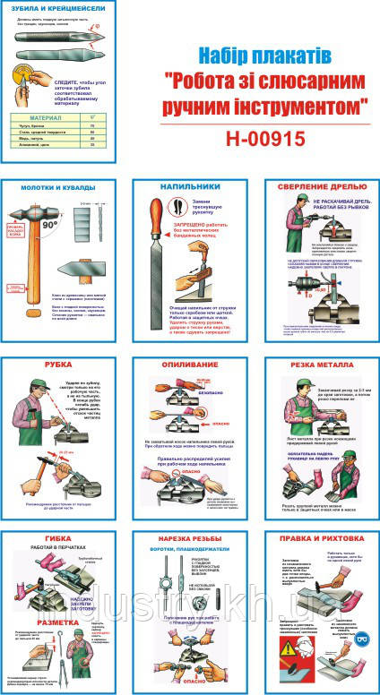 "Работа со слесарным ручным инструментом" (10 плакатов, ф. А3)