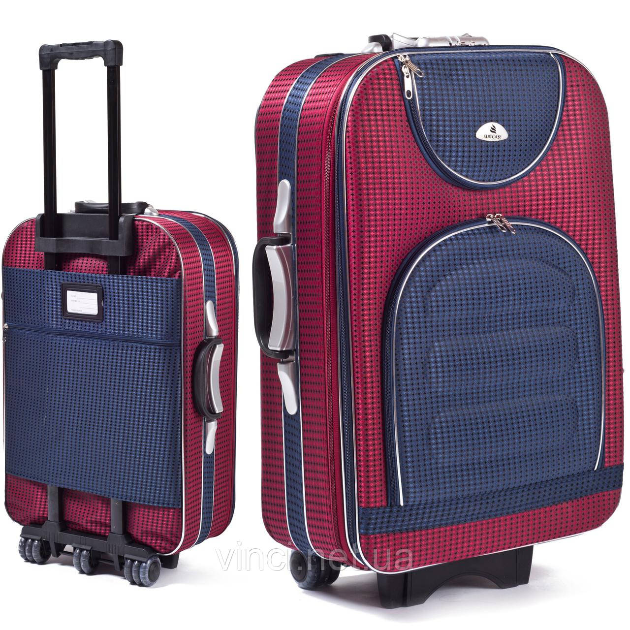 Чемодан дорожній Suitcase 801С середній червоно-синій