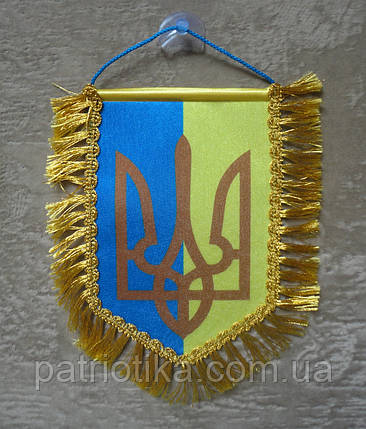 Вимпел України двоколірний 16х11 см із бахромою, фото 1
