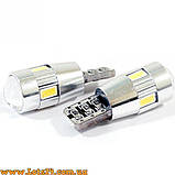 Автолампи з лінзою W5W T10 6 LED CANBUS 6000K габарити світлодіодні з обманками від помилок, фото 7