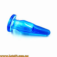 Анальний корок гнучкий з отвором для пальчика блакитний плаг із силікону