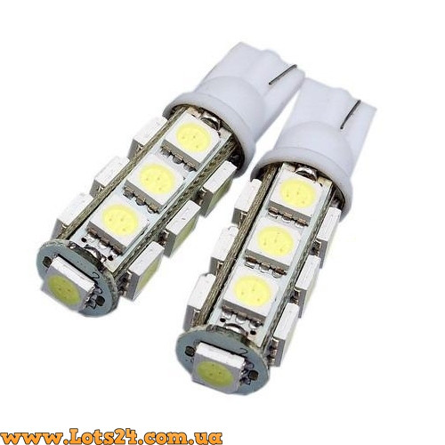 2шт Авто-лампы T10 13 LED W5W с 5 цветов светодиодные лампочки на автомобиль - фото 5 - id-p365911276