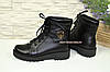Черевики жіночі на шнурівці, натуральна шкіра флотар, фото 3