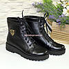 Черевики жіночі на шнурівці, натуральна шкіра флотар, фото 4