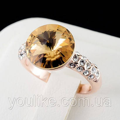 Роскошное кольцо с кристаллами Swarovski, покрытое слоями золота 0757 - фото 1 - id-p50405435