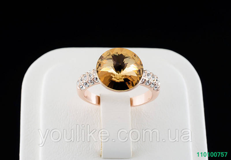 Роскошное кольцо с кристаллами Swarovski, покрытое слоями золота 0757 - фото 2 - id-p50405435