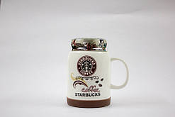 Чашка керамічна кружка Starbucks з кришкою SH 025-1 Brown