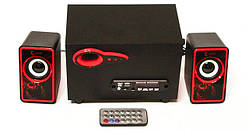 USB колонки для ПК комп'ютерні колонки 2.1 MP3 Bluetooth Cyber AN-2533 Red