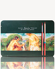 Олівці кольорові акварельні Marco Renoir 48 кольорів кедр металевий пенал FineArt-48AQUA-TN, 912007