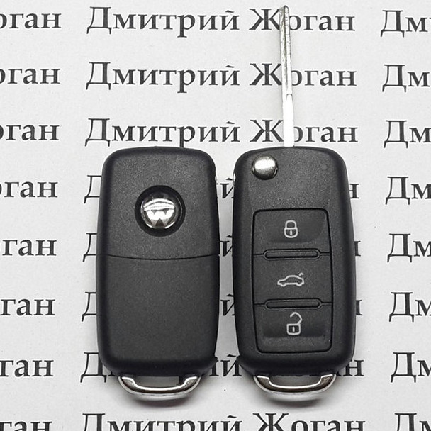 Оригинальный выкидной ключ Volkswagen (Фольксваген) - 3 кнопки, чип ID 48, 5K0837202AJ, 433 MHz (Keyless - go) - фото 1 - id-p40619268