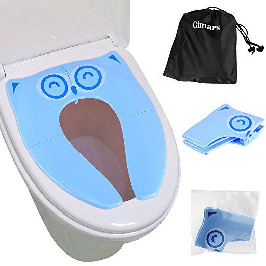 Дитяча накладка на унітаз синя Gimars Upgrade Large Non Slip Silicone Pads Travel Folding Portable Reusable