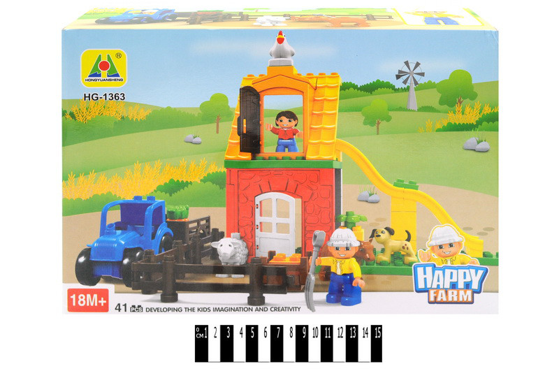 Констр. блочний типу "Duplo" 41 дет. "Happy farm" HG-1363 р.37,5х10х25,5 см., шт