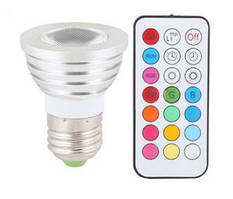 Лампа світлодіодна GOXI E27-5W, 16 кольорів, E27, 5 Вт + пульт ДУ