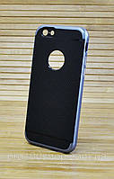 Силиконовый чехол на Айфон, iPhone 6 / 6s GINZZU CARBON черный, стальной ободок