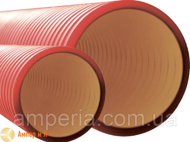Двустенная гибкая гофрированная труба из полиэтилена, цвет красный, d63 ...