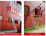 Драбина алюмінієва Лесница 3-х секційна  3х7 HIGHER Польща! Драбина алюмінієва Драбина універсальна, фото 4