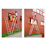 Драбина алюмінієва Лесница 3-х секційна  3х7 HIGHER Польща! Драбина алюмінієва Драбина універсальна, фото 5