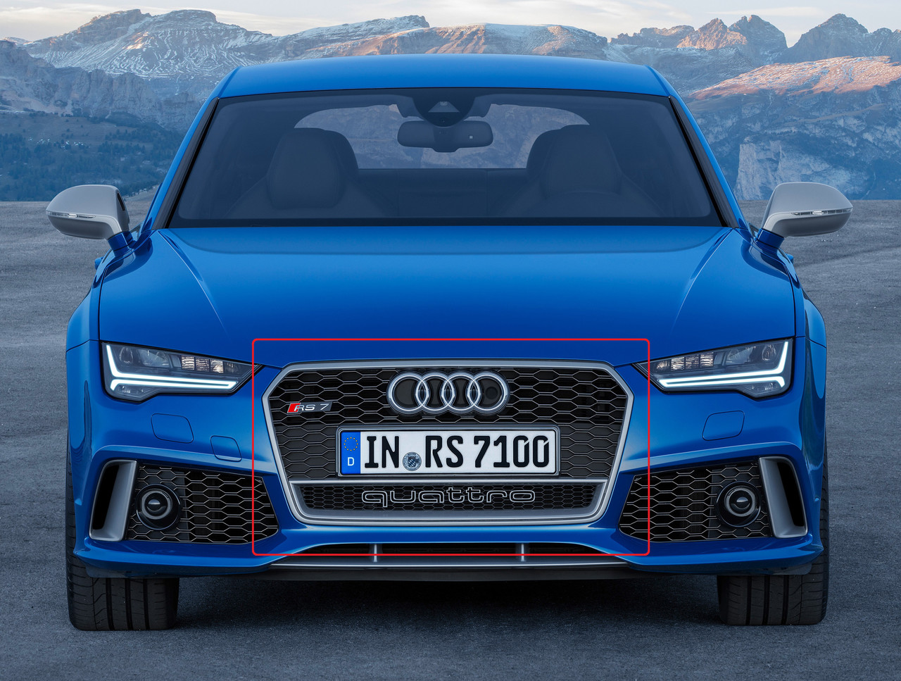 Решітка радіатора Audi A7 (15-18) тюнінг стиль RS7 (хром рамка + quattro)