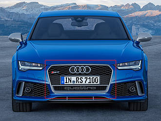Решітка радіатора Audi A7 (15-18) тюнінг стиль RS7 (хром рамка + quattro)