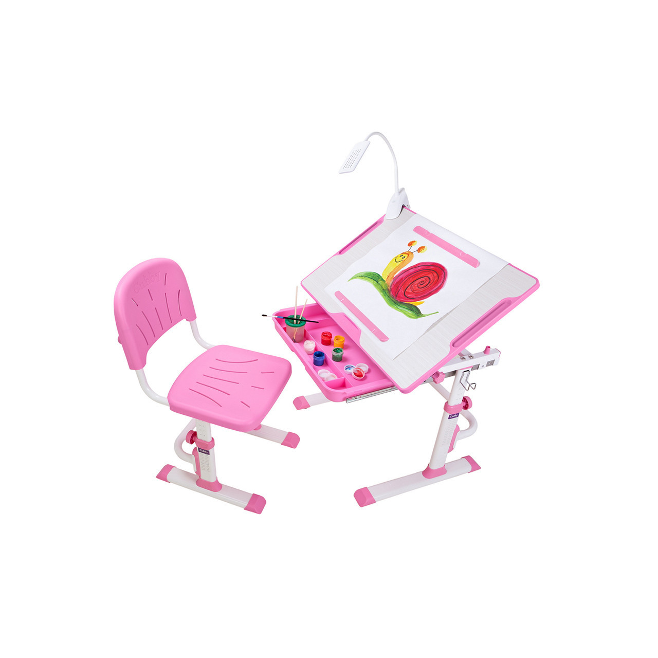 Розширююча парта для дому Cubby KARO Pink+лампа Cubby Ma3, фото 1