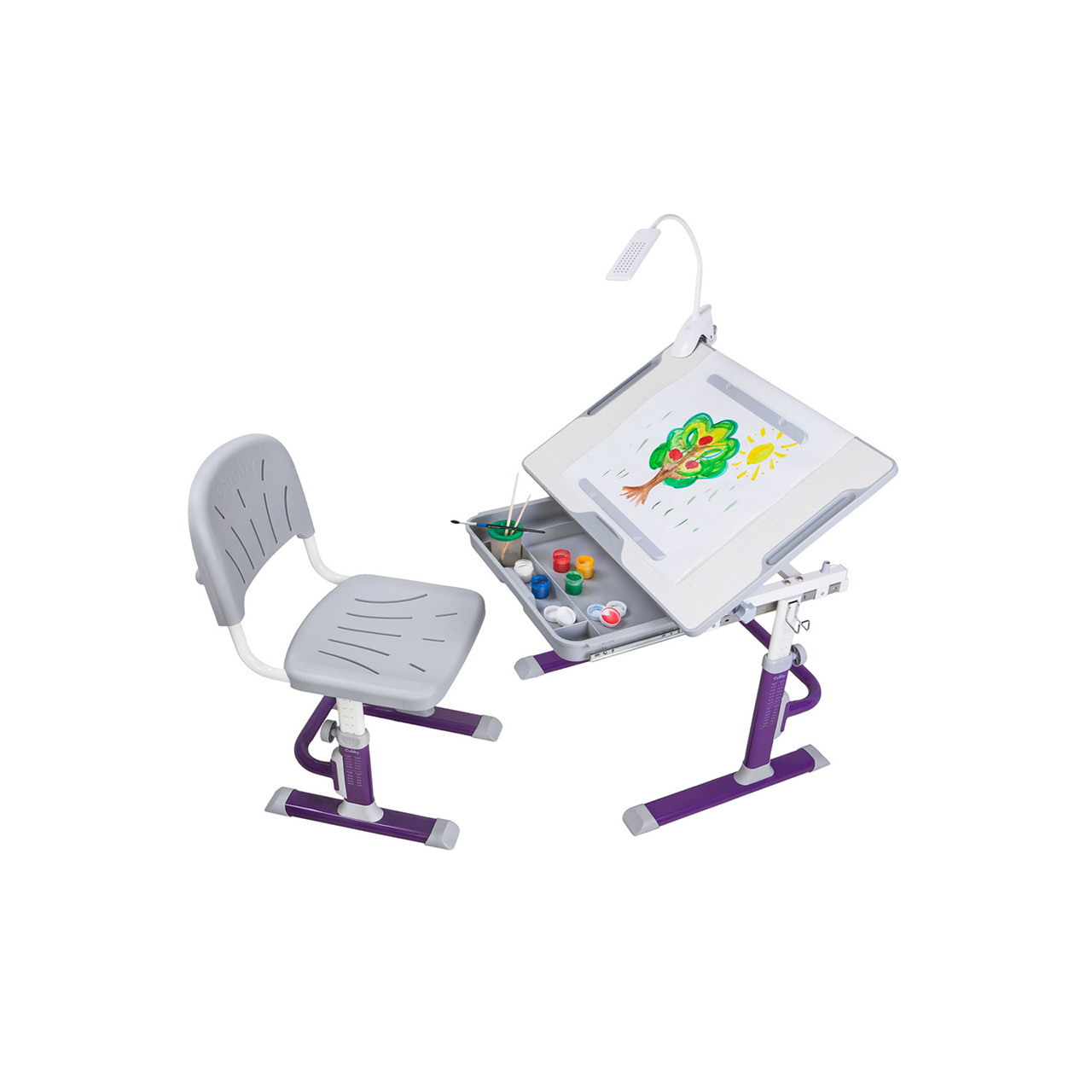 Розширююча парта для дому Cubby KARO Purple+лампа Cubby Ma3, фото 1