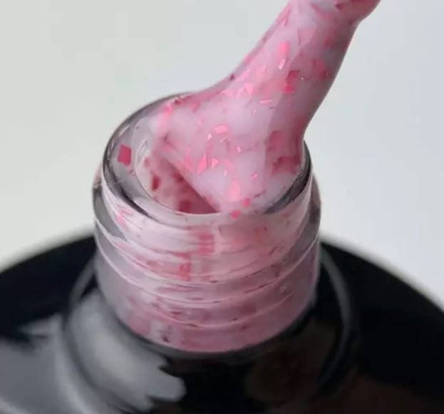 

База для ногтей камуфлирующая с хлопьями потали Saga Leaf Base №06 8мл, Голубой