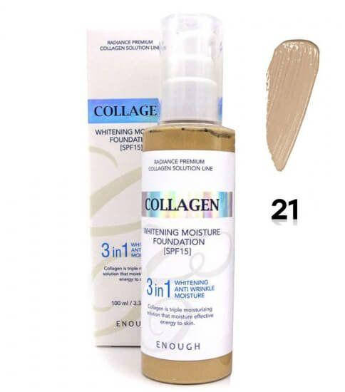 

Тональная основа с коллагеном 3 в 1 Enough Collagen Whitening Moisture Foundation 3 in 1 SPF 15 ТОН 21