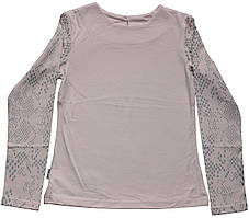 Блузка для дівчаток, світло-рожева, довгий рукав з сріблястим малюнком, ріст 134 см, Robinzone