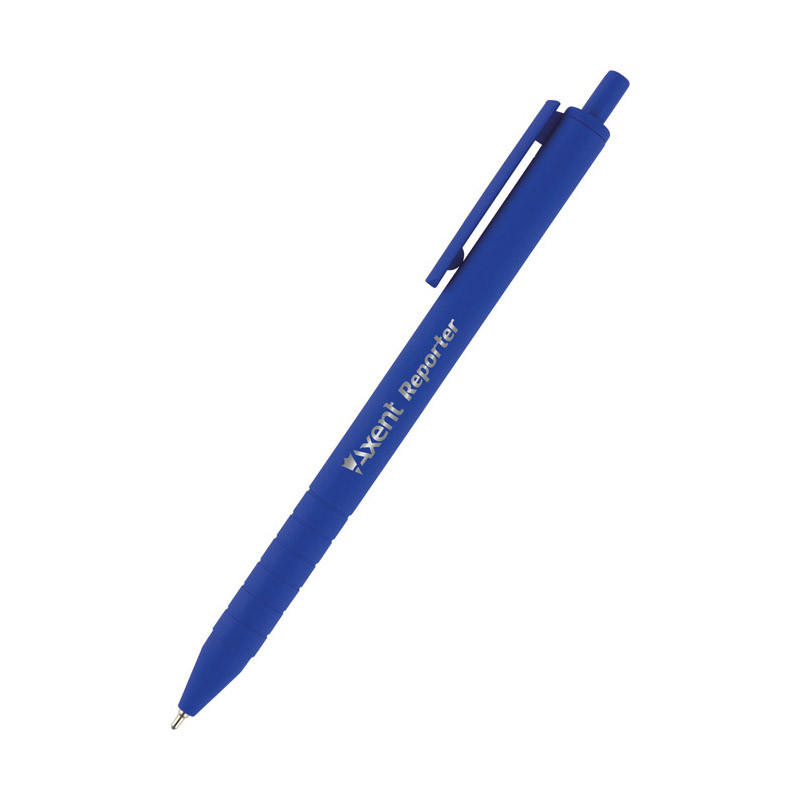 Ручка масляная автоматическая Axent Reporter AB1065-02-A корпус синий, пишет синим - фото 1 - id-p672523335