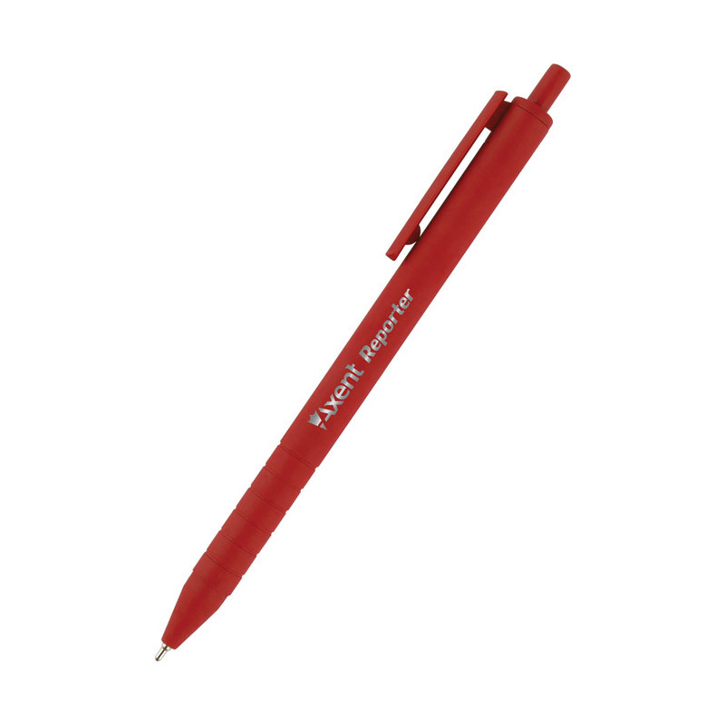 Ручка масляна автоматична Axent Reporter AB1065-06-A корпус червоний, пише червоним