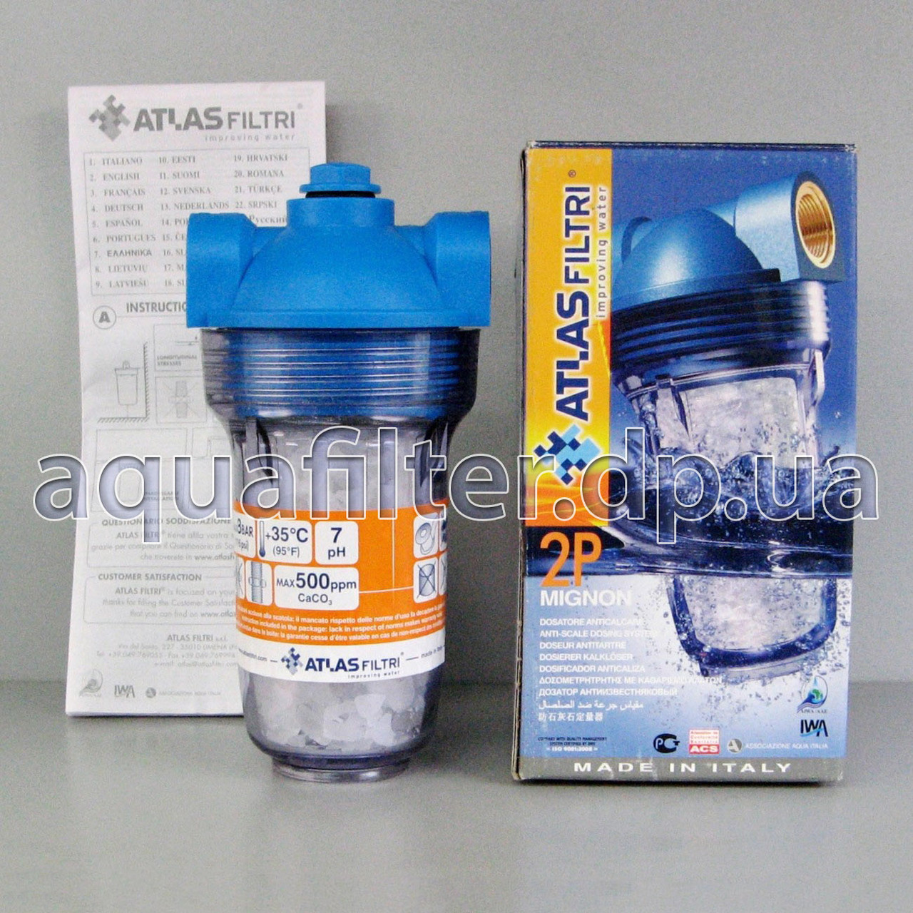 Полифосфатный фільтр від накипу Atlas DOSAFOS MIGNON SL 2P 1/2" (5", max 8 атм.)