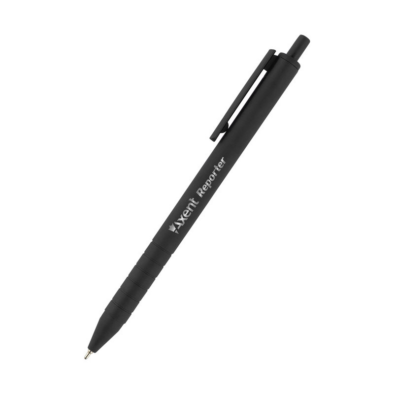Ручка масляна автоматична Axent Reporter AB1065-01-A корпус чорний, пише чорним