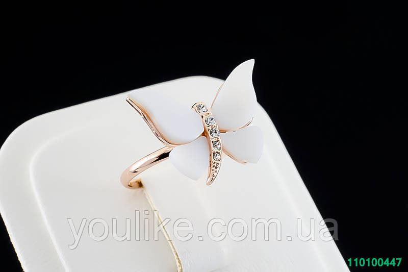 Кольцо "Бабочка" с кристаллами Сваровски, покрытое золотом 0447 - фото 4 - id-p50466548