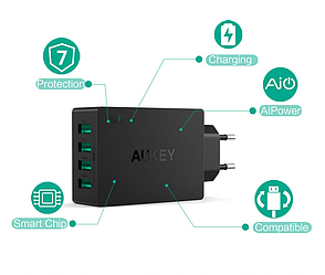 Уцінка!! Aukey PA-U36 - розумне 4-х портовий зарядое пристрій