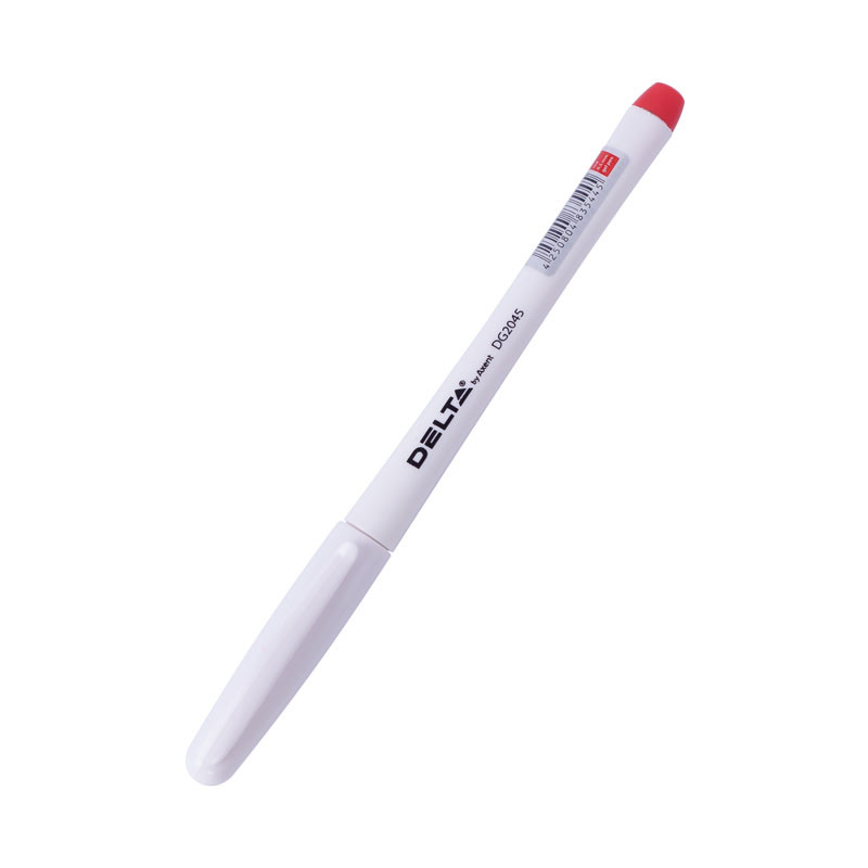 Ручка гелева Delta DG2045-06 корпус білий, пише червоним