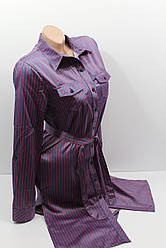 Плаття-сорочка в смужку з подовженою спиною оптом VSA 