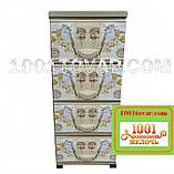 Комод пластиковий, з малюнком "Пташки", 4 ящики, фото 3