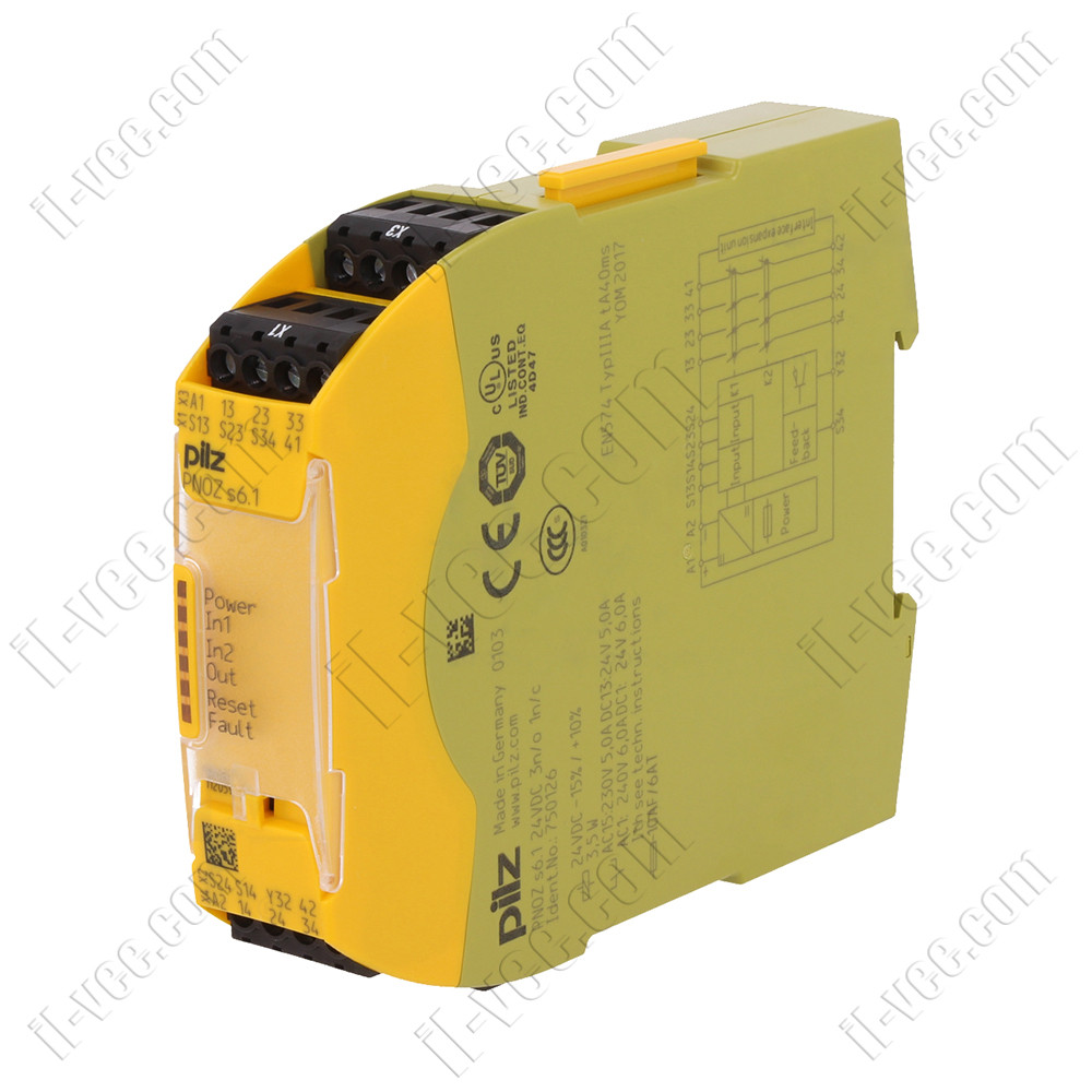 Реле безпеки PNOZ s6.1, 24VDC, 3NO/1NC, pilz 750126