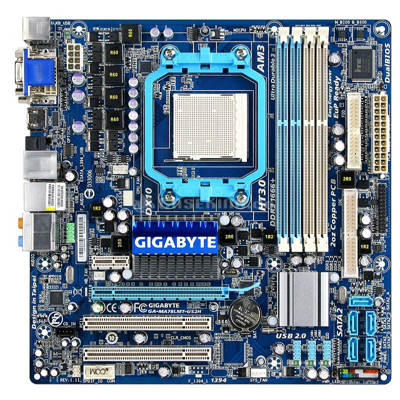 Плата AMD SAM3 GIGABYTE GA-MA78LMT-US2H на DDR3 125W ! Розуміє ВСІ 2-6 ЯДЕРНІ ПРОЦИ X2-X6 до PHENOM II X6 1100T
