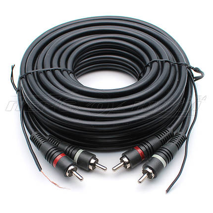 Кабель аудіо 2RCA-2RCA + жила (висока якість), 5 м, синій, фото 2
