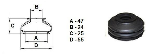 Пыльник гофра универсальный для шаровой опоры, рулевого наконечника (24*47*25) - фото 1 - id-p596126482