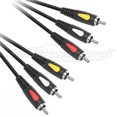 Кабель Аудіовідео 3RCA-3RCA композитний (добру якість), 1.8 м