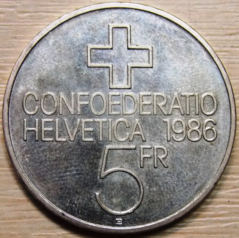 Монета Швейцарії 5гладів 1986 р., фото 1