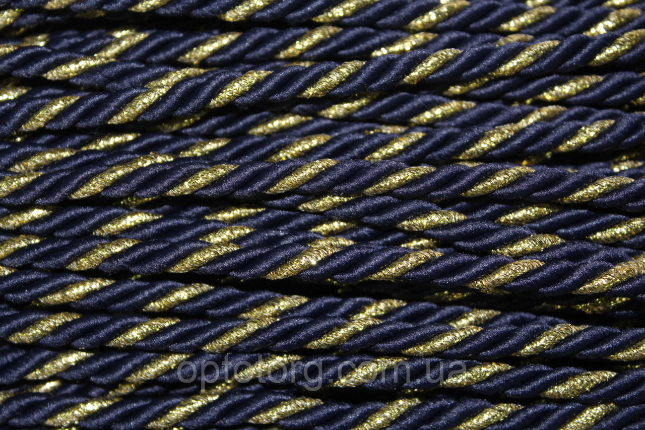 Канат декоративний 6мм темно-синій+золото моток 100м