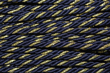 Канат декоративний 6мм темно-синій+золото моток 100м