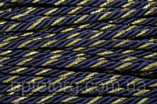 Канат декоративний 6мм темно-синій+золото моток 100м, фото 2