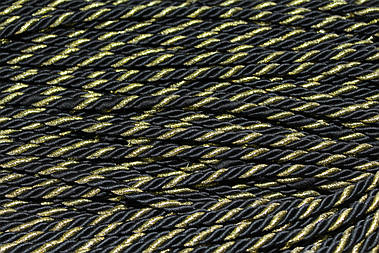 Канат декоративний 6мм тейлон чорний+золото моток 100м