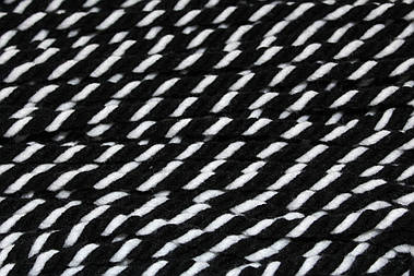 Канат декоративний 8мм чорний+білий акрил моток 50м