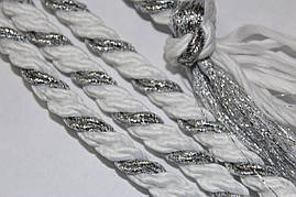 Канат декоративний 10мм білий+срібло поліестер моток 100м, фото 2